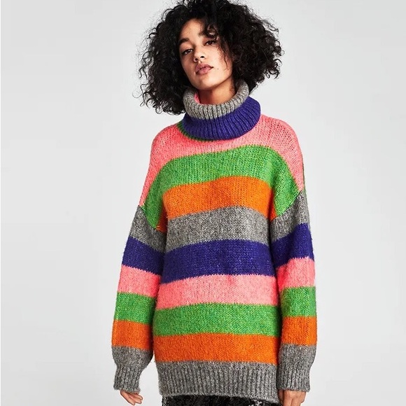Wide Striped Oversized Fun Colorful Sweater by Sweater Works - Picture 3 of 16